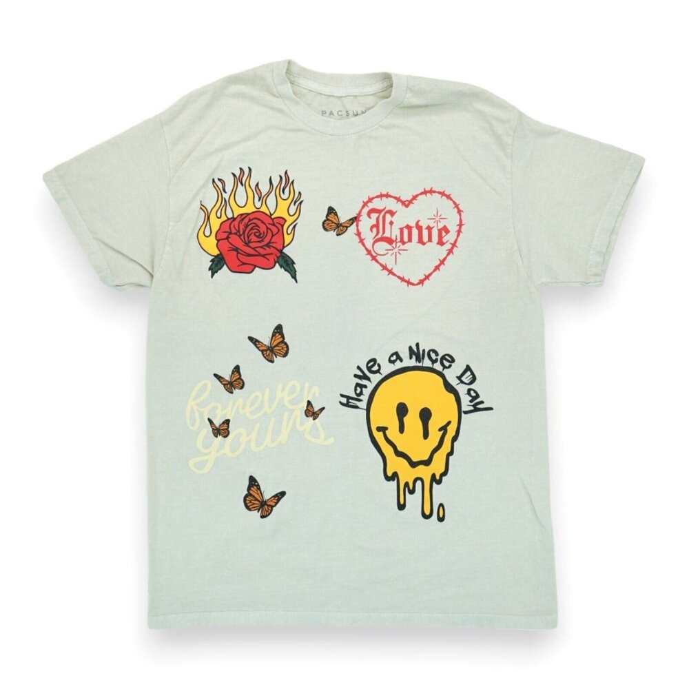 PacSun Mens Forever Yours Have A Nice Day Love Hate I Need Space Shirt Size S